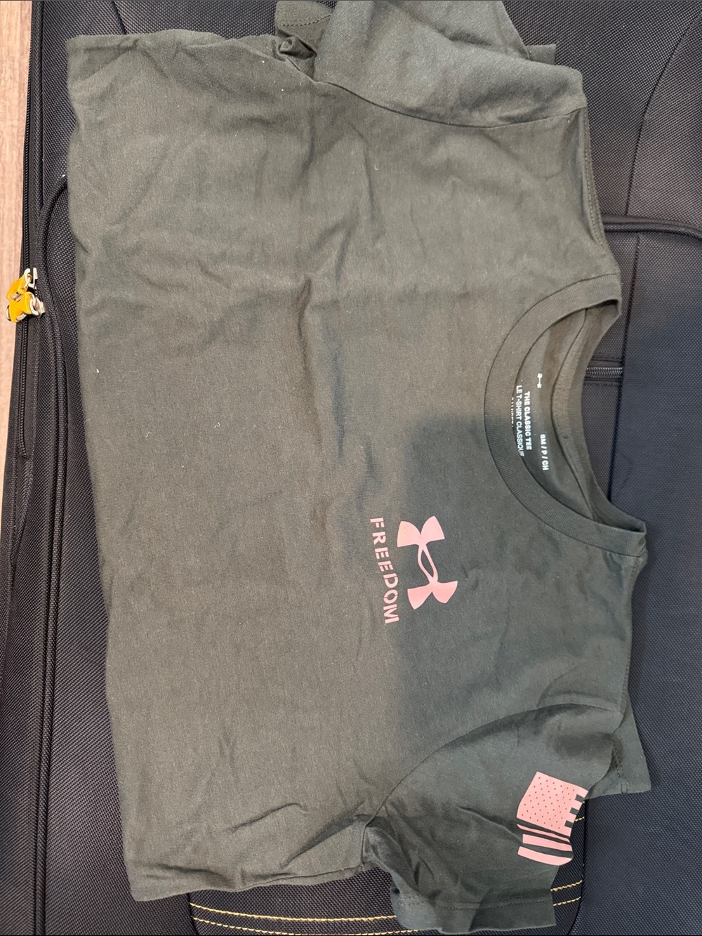 Under Armour Olive Green Short Sleeve Tee with Pink Logo